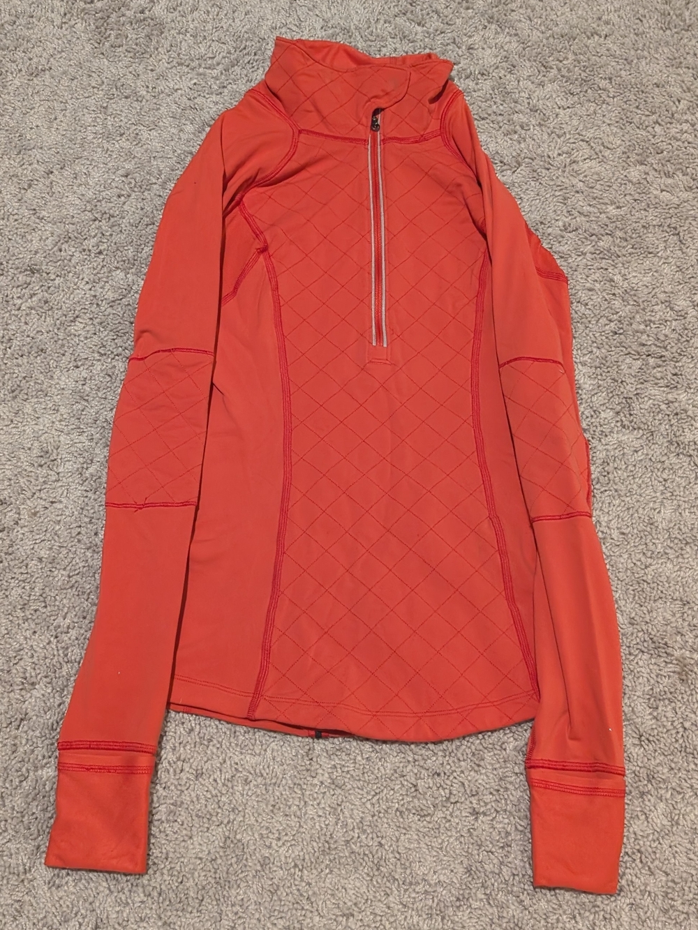 lululemon athletica Red Quilted Half-Zip Cowl Neck Sweater